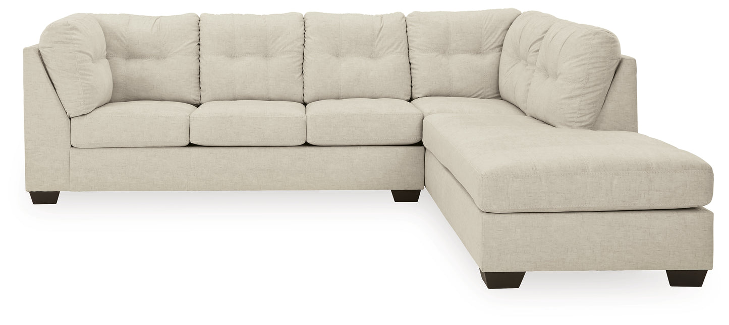 Haines Furniture Outlet - Ashley Furniture - Falkirk Sectional - LAF 2-Piece Sectional with Chaise / Parchment - 80806S2
