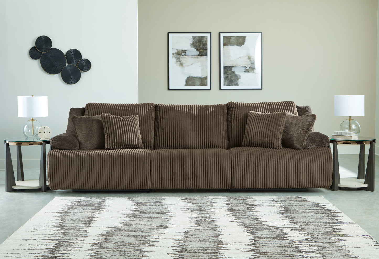 Haines Furniture Outlet - Ashley Furniture - Top Tier Sectional - 3-Piece Sectional Sofa / Chocolate - 92705S8