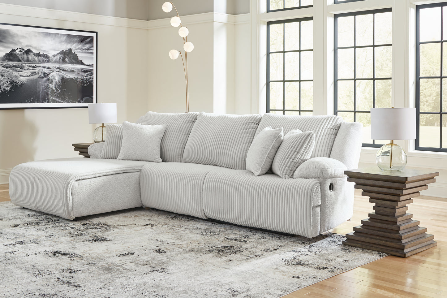 Haines Furniture Outlet - Ashley Furniture - Top Tier Sectional - 3-Piece Sectional Sofa Chaise / Alloy - 92706S7
