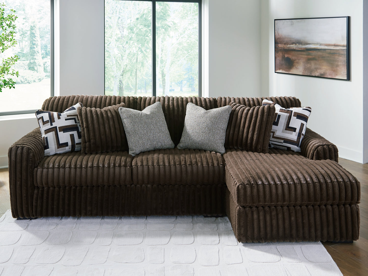 Haines Furniture Outlet - Ashley Furniture - Midnight-Madness Sectional - LAF 2-Piece Sectional Sofa with Chaise / Chocolate - 98104S2