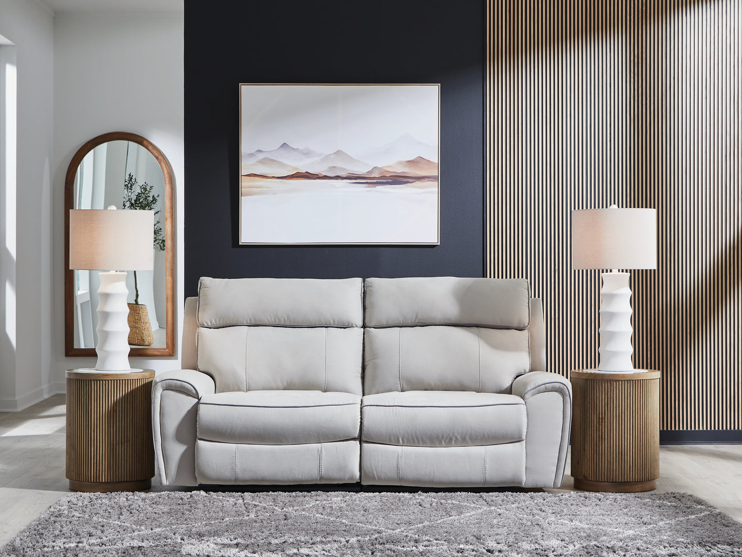 Haines Furniture Outlet - Ashley Furniture - Social Pointe Sectional - 2-Piece Reclining Loveseat / Pearl/Ash - PC98802S21