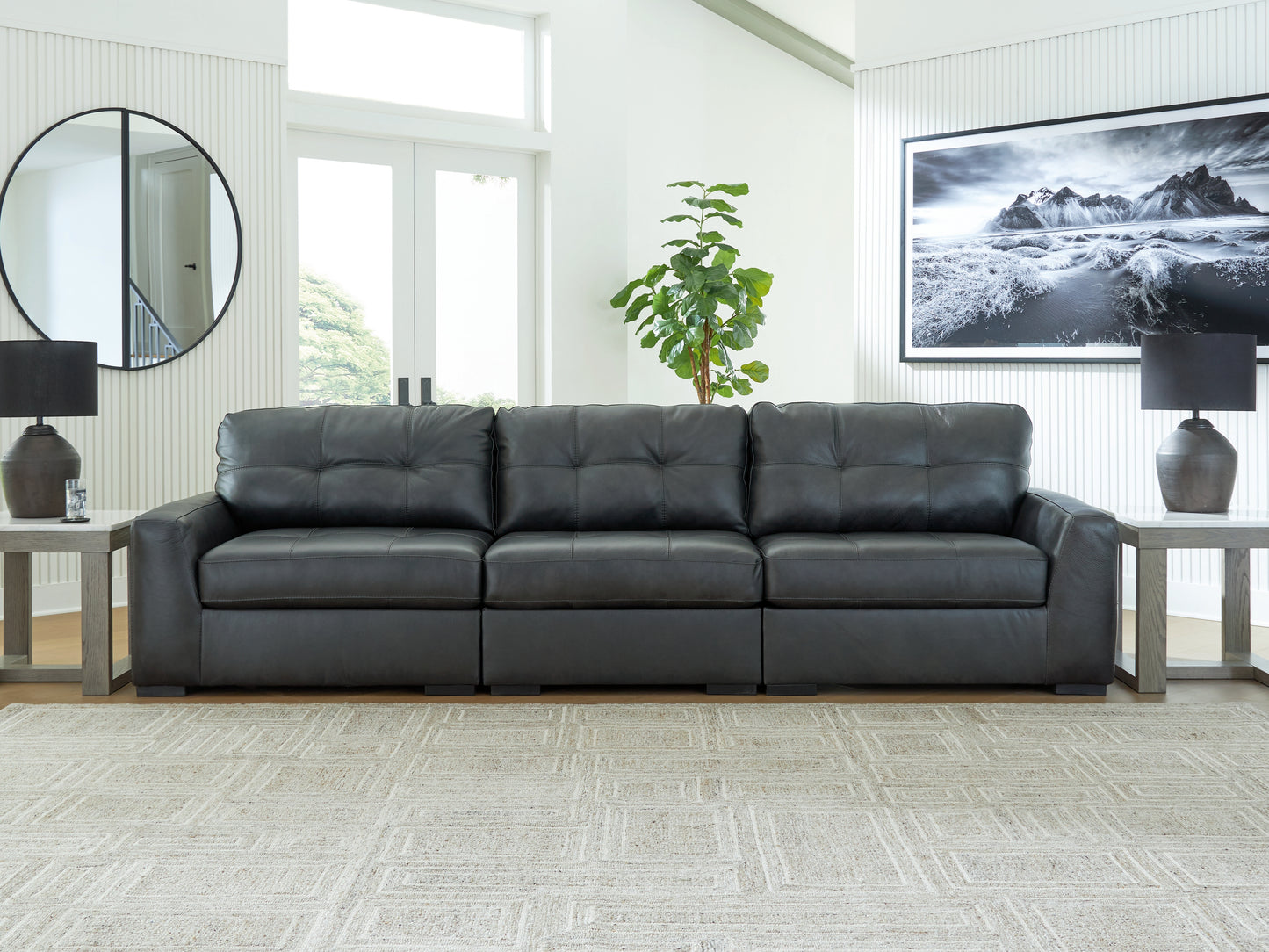 Haines Furniture Outlet - Ashley Furniture - Brindley Pier Sectional - RAF 3-Piece Sectional Sofa / Fog - 99503S2