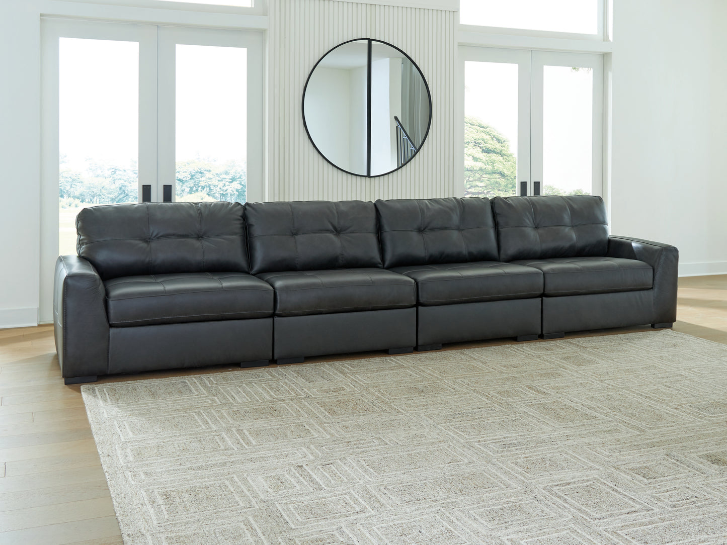 Haines Furniture Outlet - Ashley Furniture - Brindley Pier Sectional - RAF 4-Piece Sectional / Fog - 99503S4