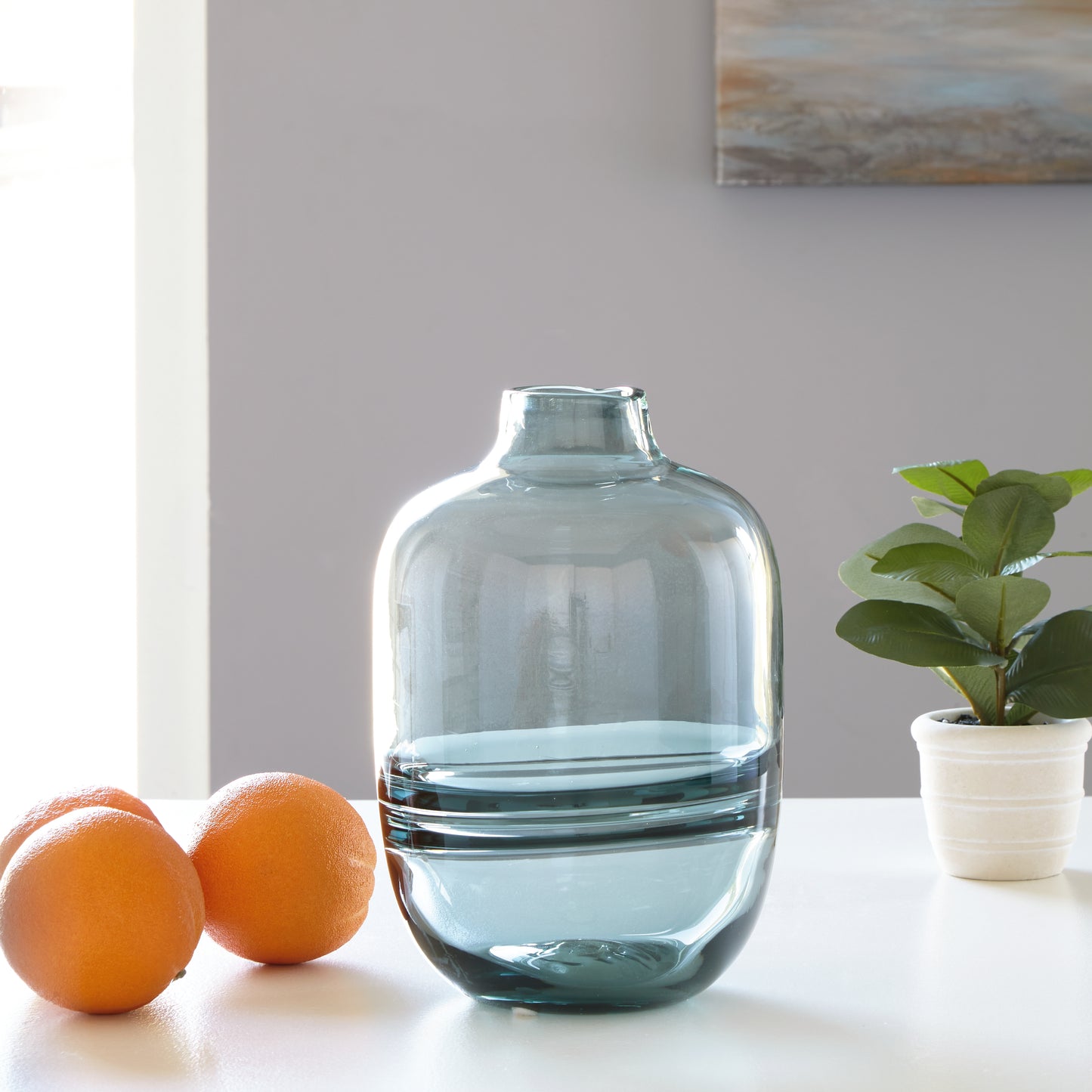 Haines Furniture Outlet - Ashley Furniture - Lemmitt Vase - Vase / Teal - A2000540