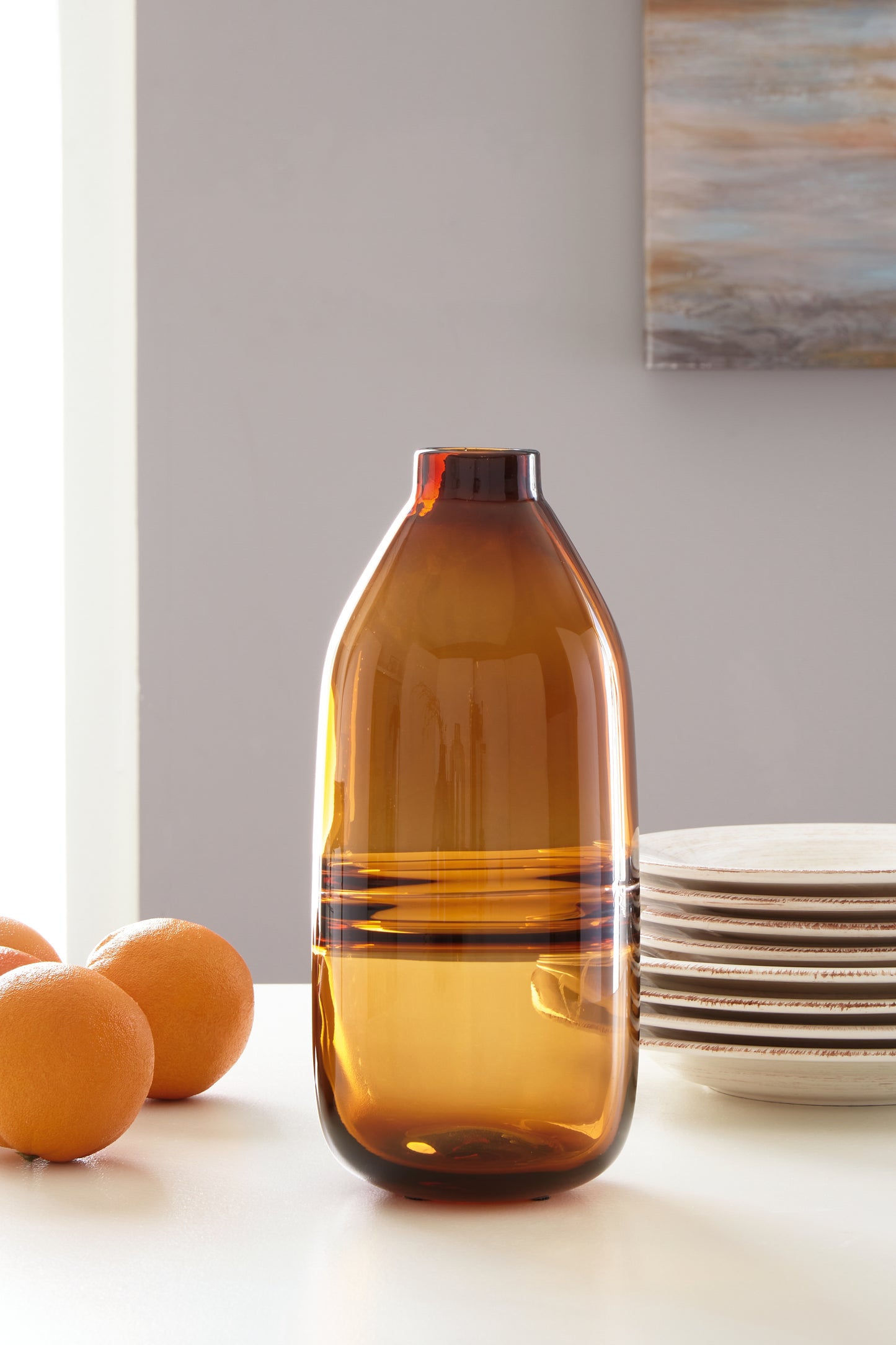 Haines Furniture Outlet - Ashley Furniture - Lemmitt Vase - Vase / Amber - A2000541