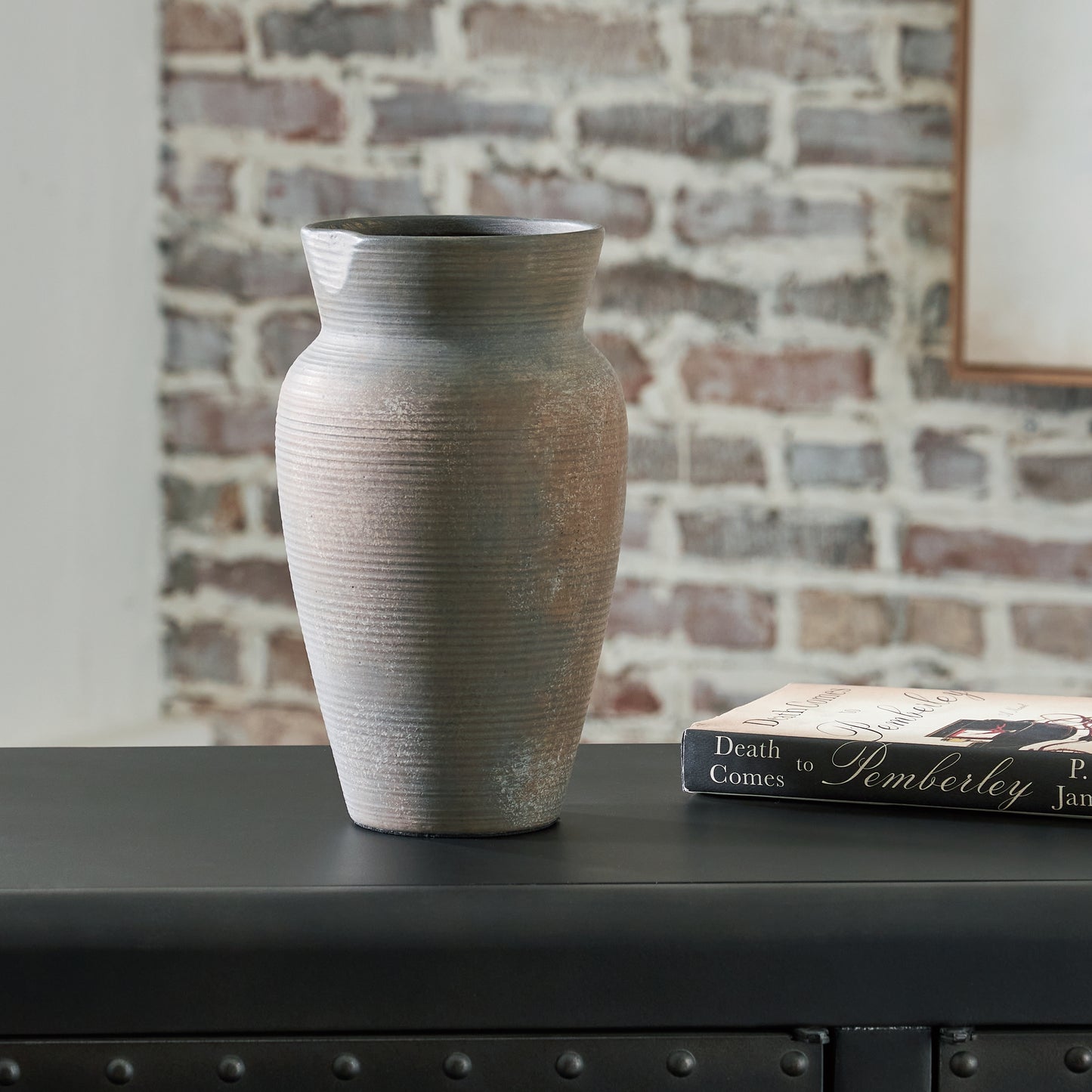 Haines Furniture Outlet - Ashley Furniture - Brickmen Vase - Vase / Antique Gray - A2000657
