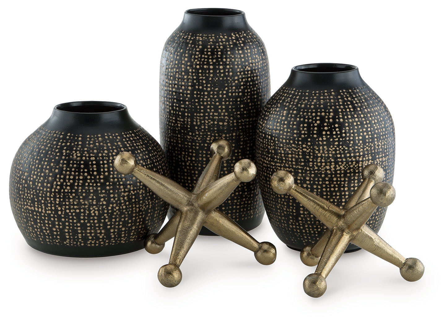 Haines Furniture Outlet - Ashley Furniture - Vinburn Accessory Set (Set of 5) - Accessory Set (5/CN) / Black/Gold Finish - A2C00212