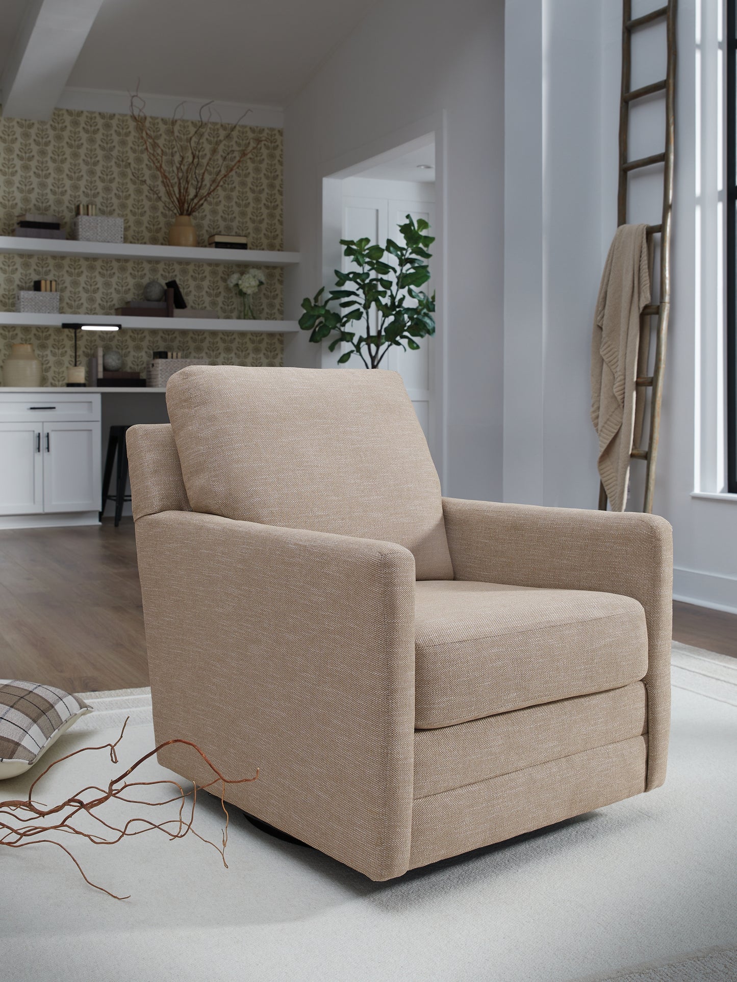 Haines Furniture Outlet - Ashley Furniture - Freybourne Next-Gen Nuvella Swivel Accent Chair - Swivel Accent Chair / Pewter - A3000737