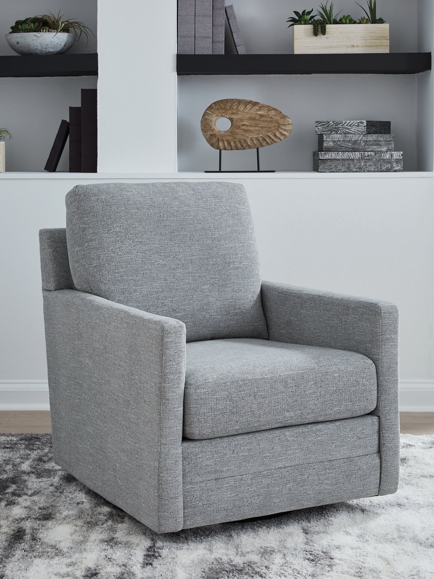 Haines Furniture Outlet - Ashley Furniture - Freybourne Next-Gen Nuvella Swivel Accent Chair - Swivel Accent Chair / Pewter - A3000737