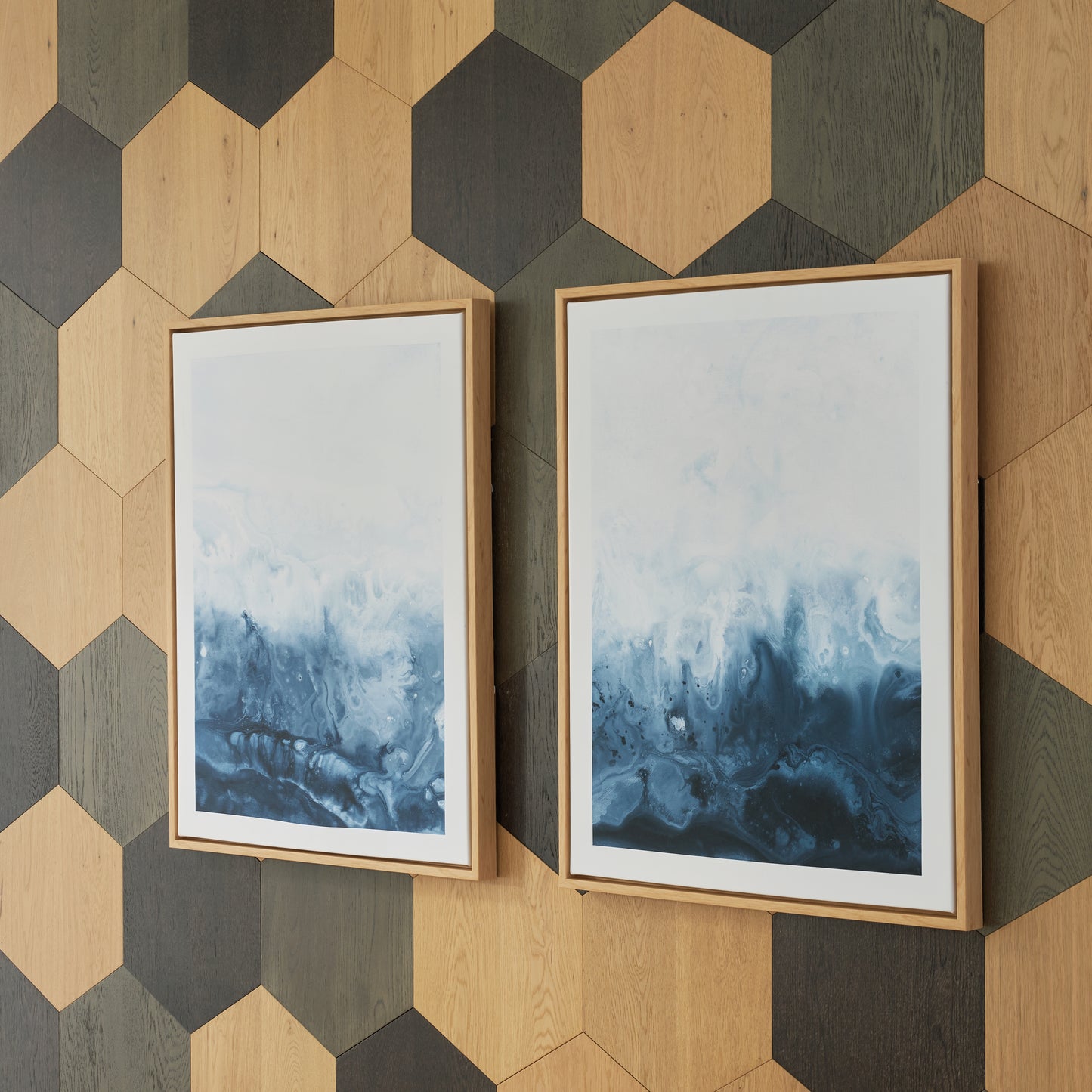 Haines Furniture Outlet - Ashley Furniture - Holport Wall Decor - Wall Art Set (Set of 2) / Blue/White - A8000368