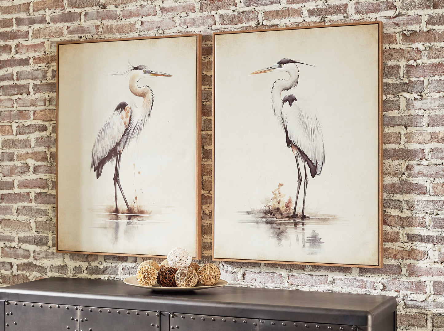 Haines Furniture Outlet - Ashley Furniture - Aubinell Wall Decor - Wall Art Set (Set of 2) / Beige - A8000414