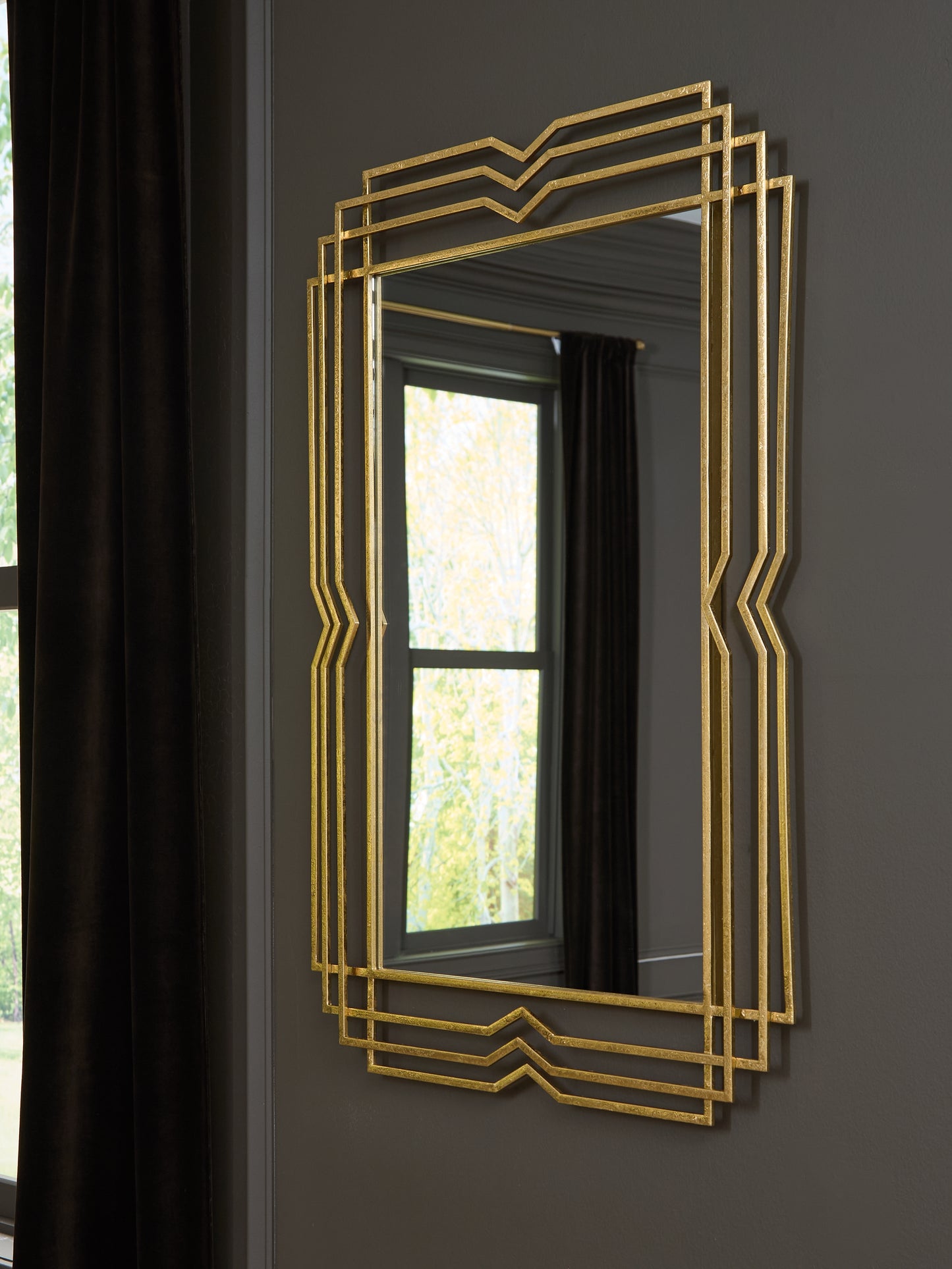 Haines Furniture Outlet - Ashley Furniture - Claybrook Mirror - Accent Mirror / Gold Finish - A8010349
