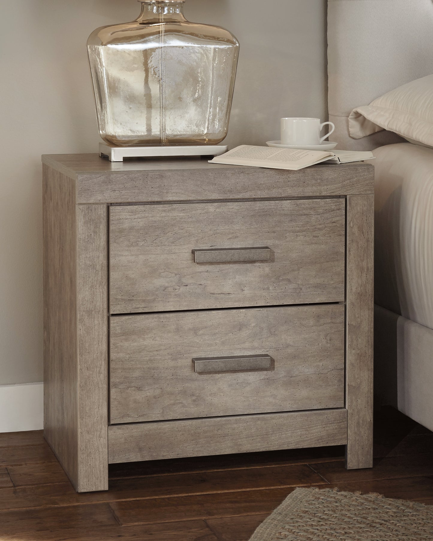 Haines Furniture Outlet - Ashley Furniture - Culverbach Bedroom - Two Drawer Night Stand / Gray - B070-92