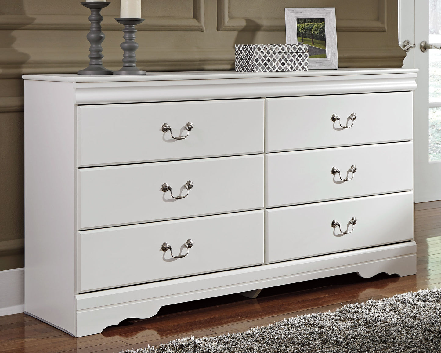 Haines Furniture Outlet - Ashley Furniture - Anarasia Bedroom - Six Drawer Dresser / White - B129-31