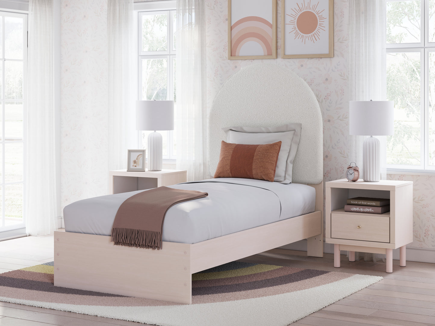Haines Furniture Outlet - Ashley Furniture - Wistenpine Bedroom - Twin Upholstered Panel Bed / Blush - B1323B8