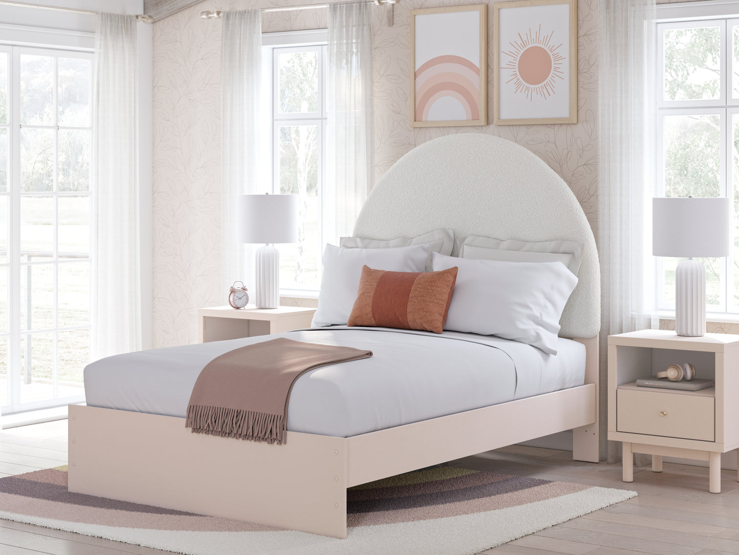 Haines Furniture Outlet - Ashley Furniture - Wistenpine Bedroom - Full Upholstered Panel Bed / Blush - B1323B9