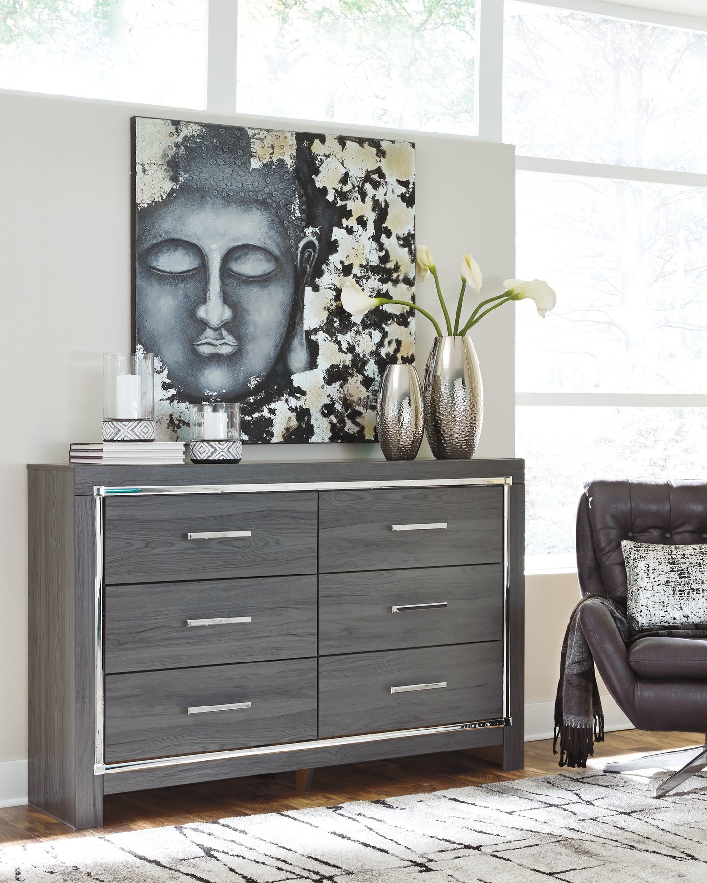 Haines Furniture Outlet - Ashley Furniture - Lodanna Bedroom - Two Drawer Night Stand / Gray - B214-92