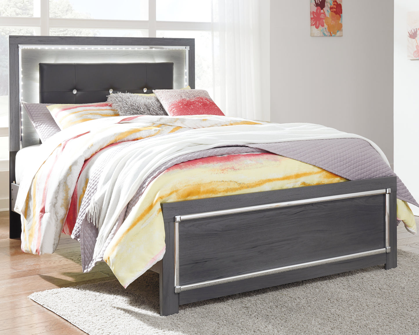 Haines Furniture Outlet - Ashley Furniture - Lodanna Bedroom - Full Panel Bed / Gray - B214B4