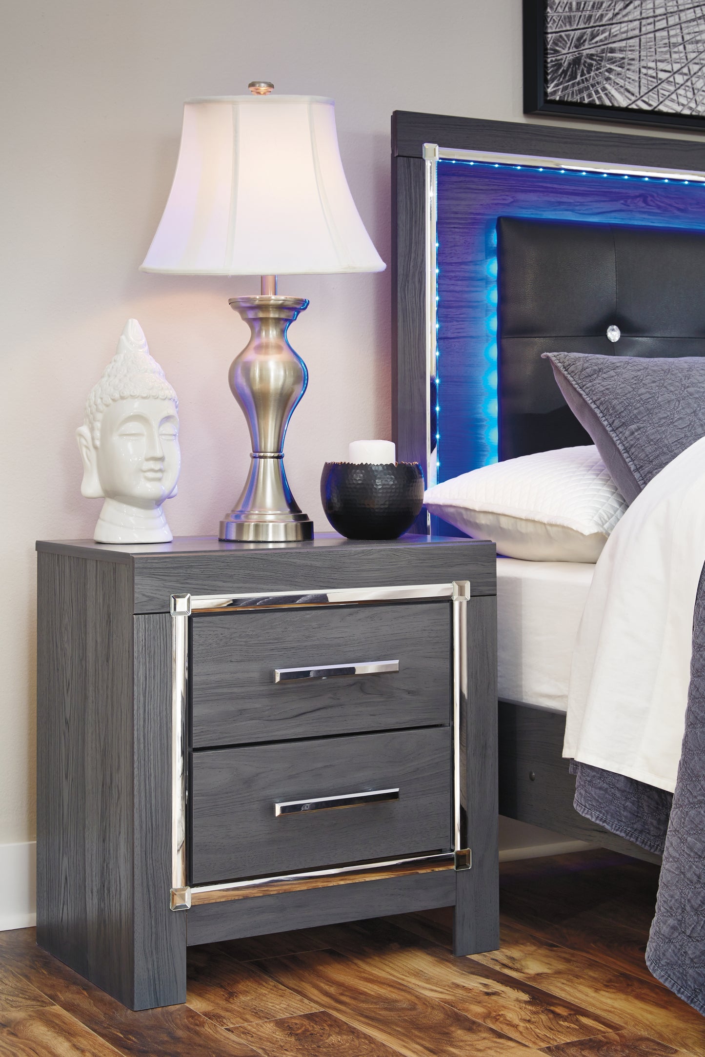 Haines Furniture Outlet - Ashley Furniture - Lodanna Bedroom - Two Drawer Night Stand / Gray - B214-92