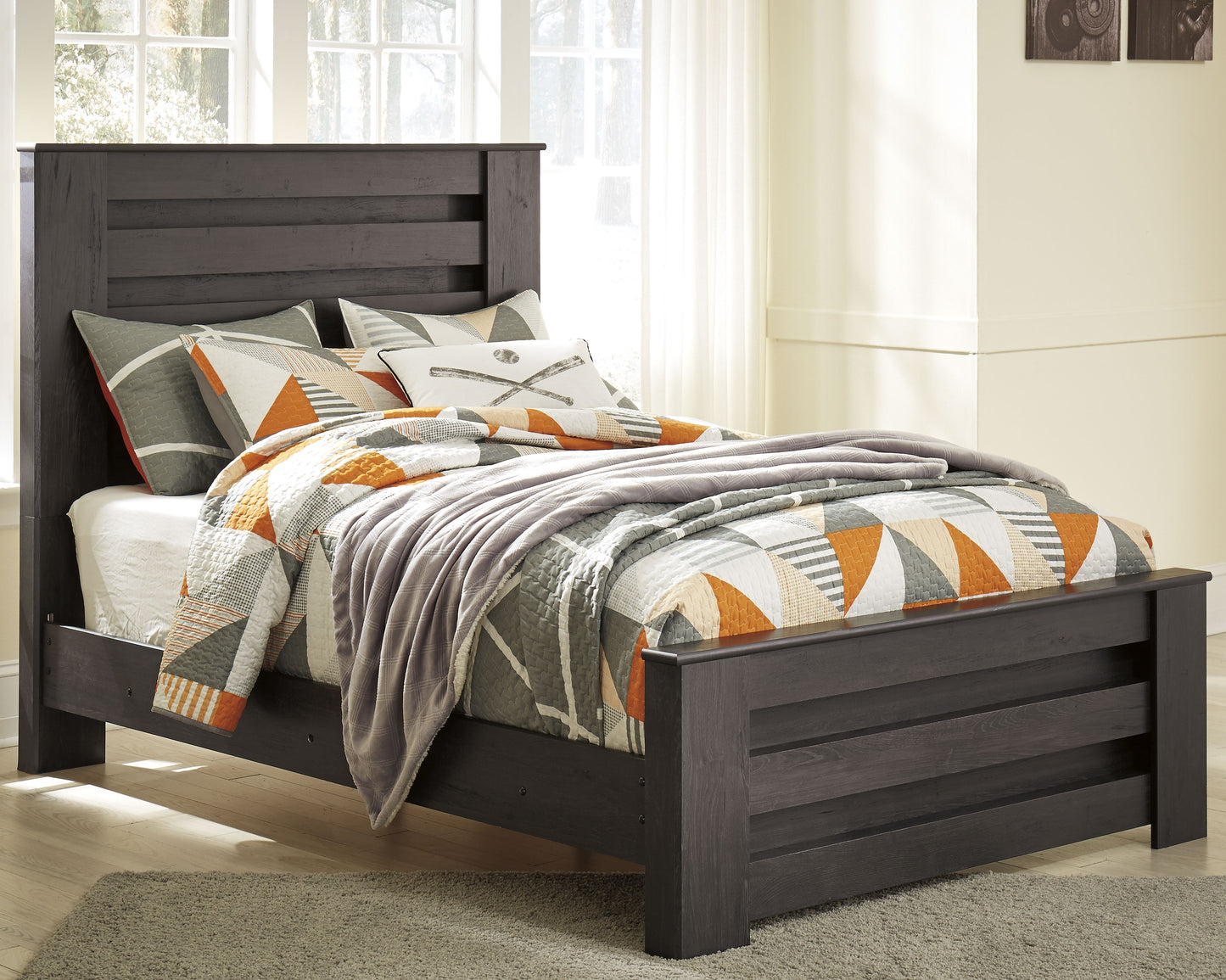Haines Furniture Outlet - Ashley Furniture - Brinxton Bedroom - Full Panel Bed / Charcoal - B249B5