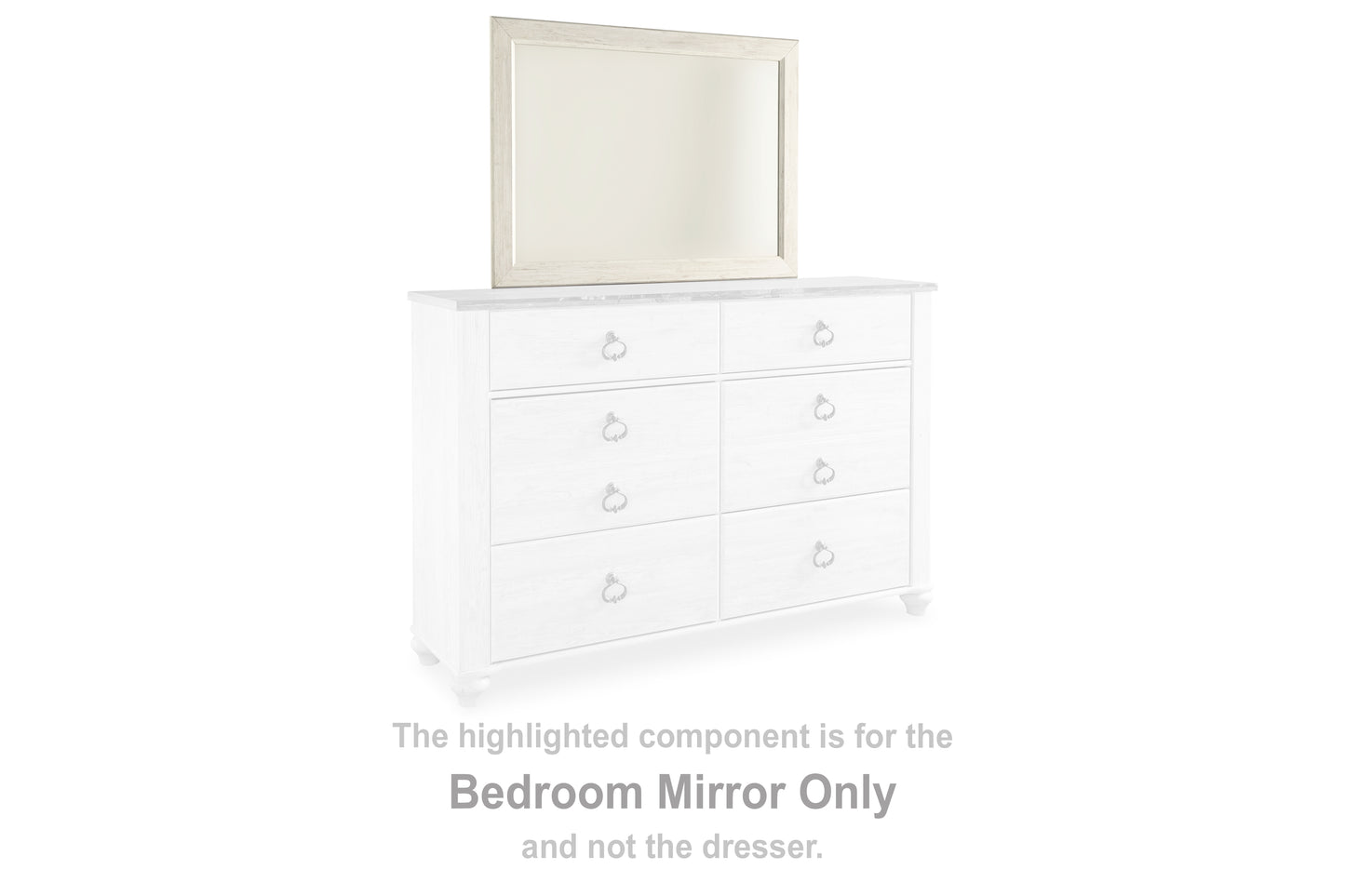 Haines Furniture Outlet - Ashley Furniture - Willowton Bedroom - Bedroom Mirror / Whitewash - B267-36