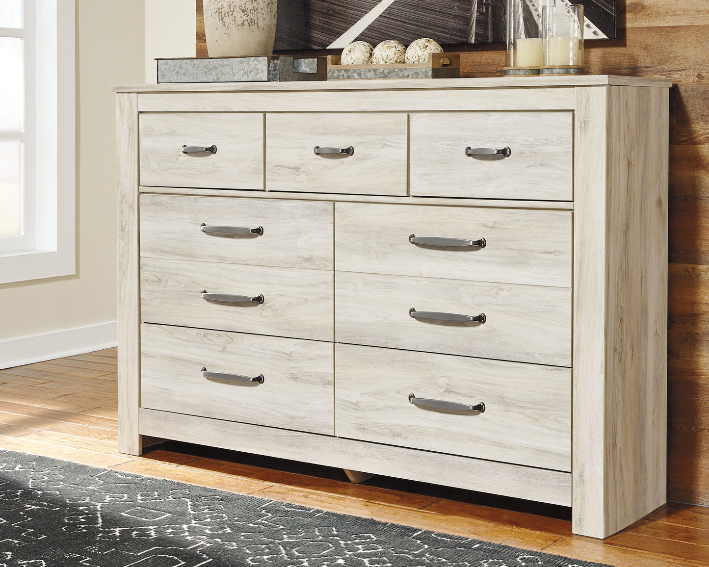 Haines Furniture Outlet - Ashley Furniture - Bellaby Bedroom - Seven Drawer Dresser / Whitewash - B331-31
