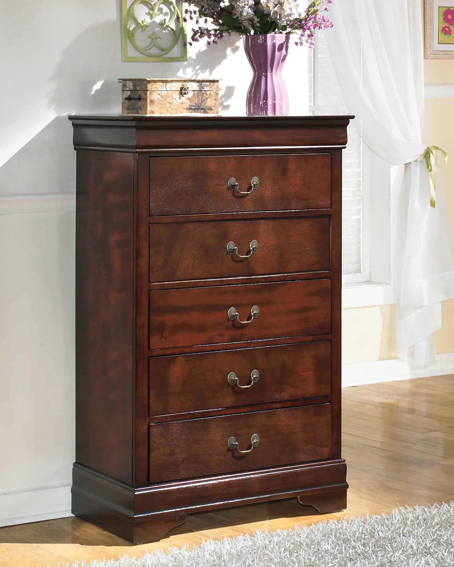 Haines Furniture Outlet - Ashley Furniture - Alisdair Bedroom - Chest / Reddish Brown - B376-46