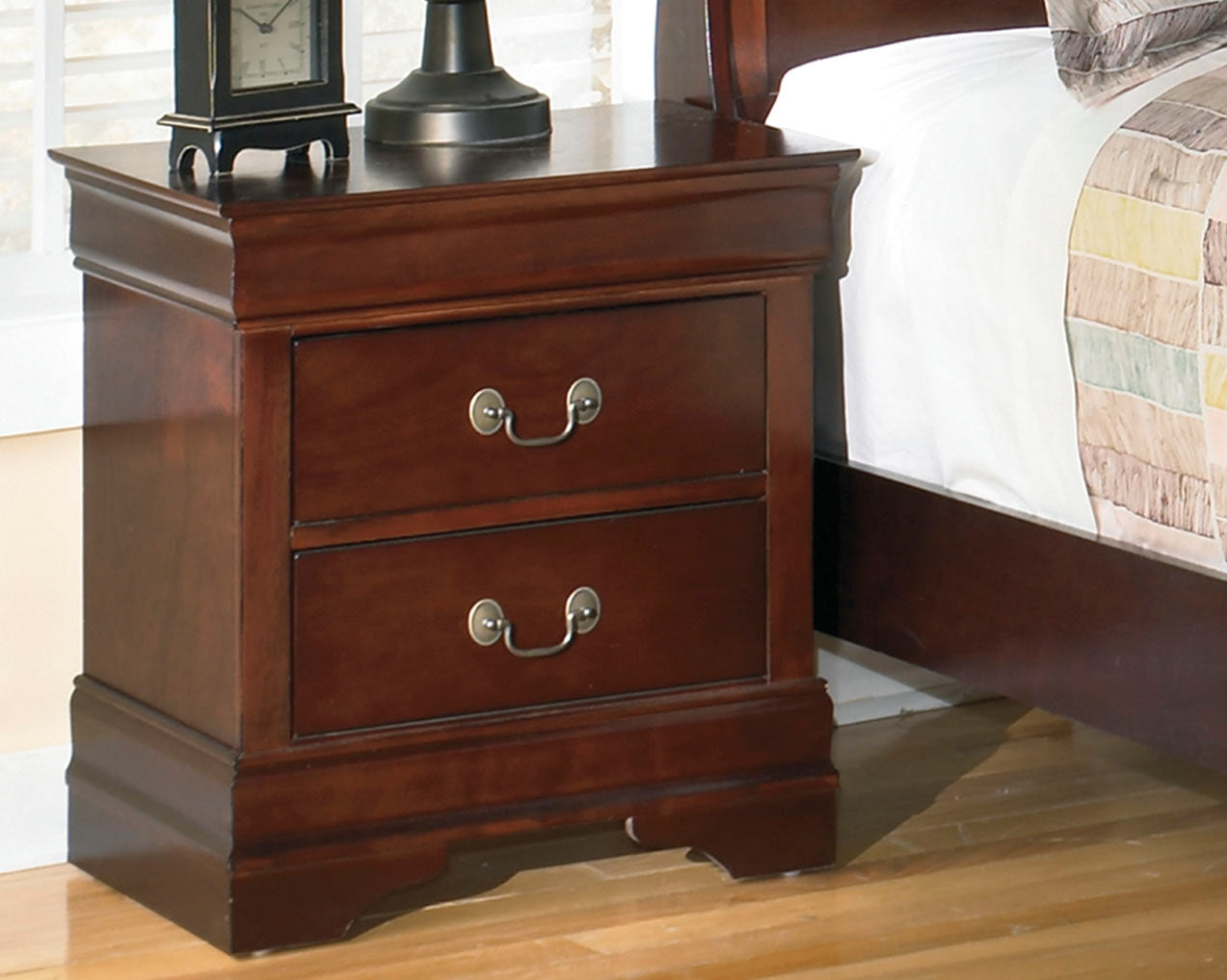 Haines Furniture Outlet - Ashley Furniture - Alisdair Bedroom - Two Drawer Night Stand / Reddish Brown - B376-92