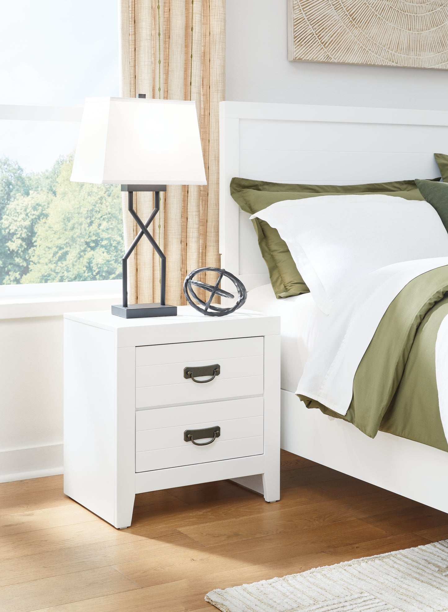 Haines Furniture Outlet - Ashley Furniture - Binterglen Bedroom - Two Drawer Night Stand / White - B427-92