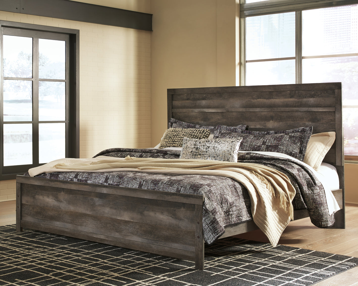 Haines Furniture Outlet - Ashley Furniture - Wynnlow Bedroom - King Panel Bed / Gray - B440B8