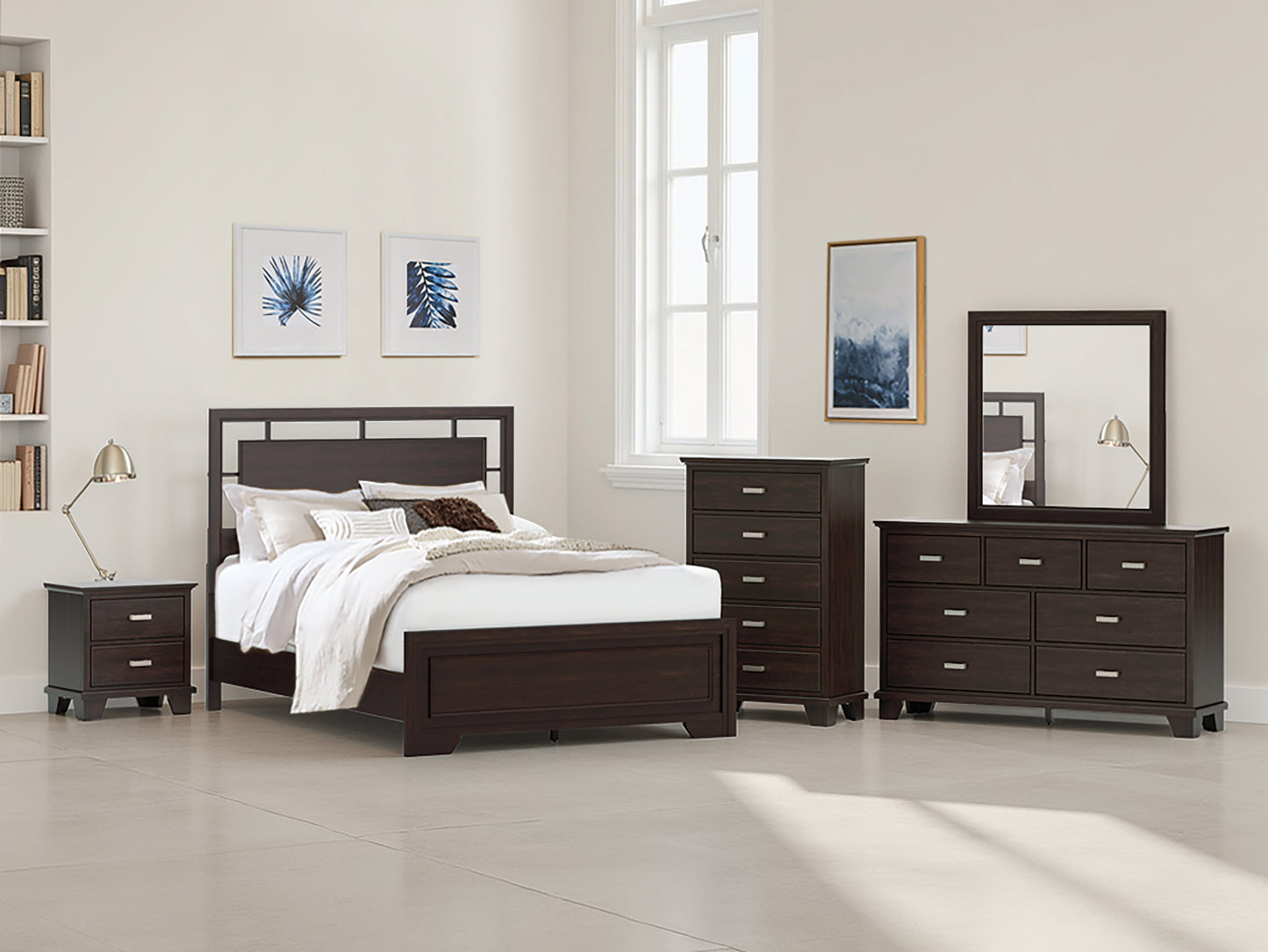 Haines Furniture Outlet - Ashley Furniture - Covetown Bedroom - Queen Panel Bed / Dark Brown - B441B6
