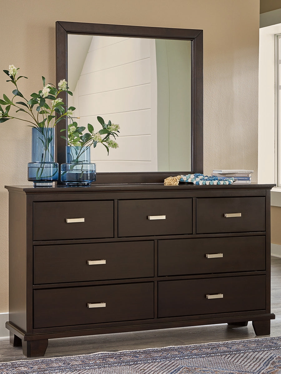 Haines Furniture Outlet - Ashley Furniture - Covetown Bedroom - Dresser and Mirror / Dark Brown - B441B1