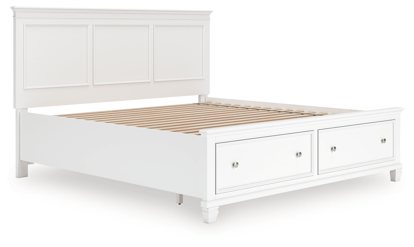 Haines Furniture Outlet - Ashley Furniture - Fortman Bedroom - King Panel Storage Bed / White - B680B22