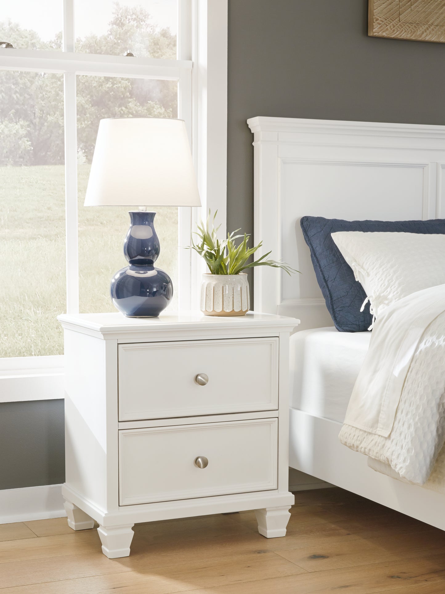 Haines Furniture Outlet - Ashley Furniture - Fortman Bedroom - Two Drawer Night Stand / White - B680-92