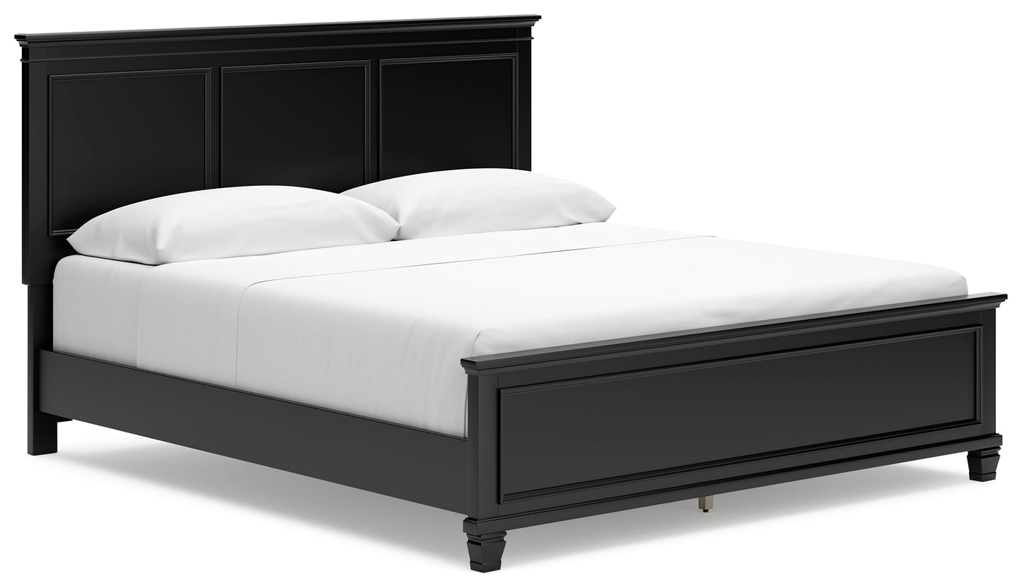 Haines Furniture Outlet - Ashley Furniture - Lanolee Bedroom - California King Panel Bed / Black - B687B9