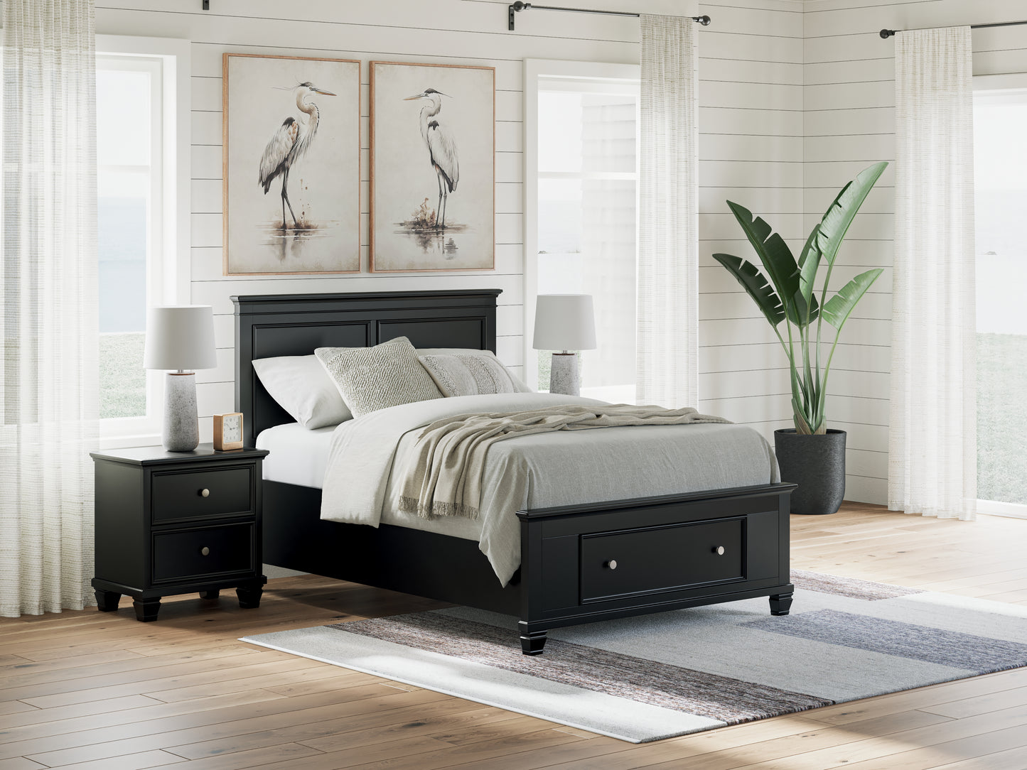 Haines Furniture Outlet - Ashley Furniture - Lanolee Bedroom - Full Panel Storage Bed / Black - B687B22