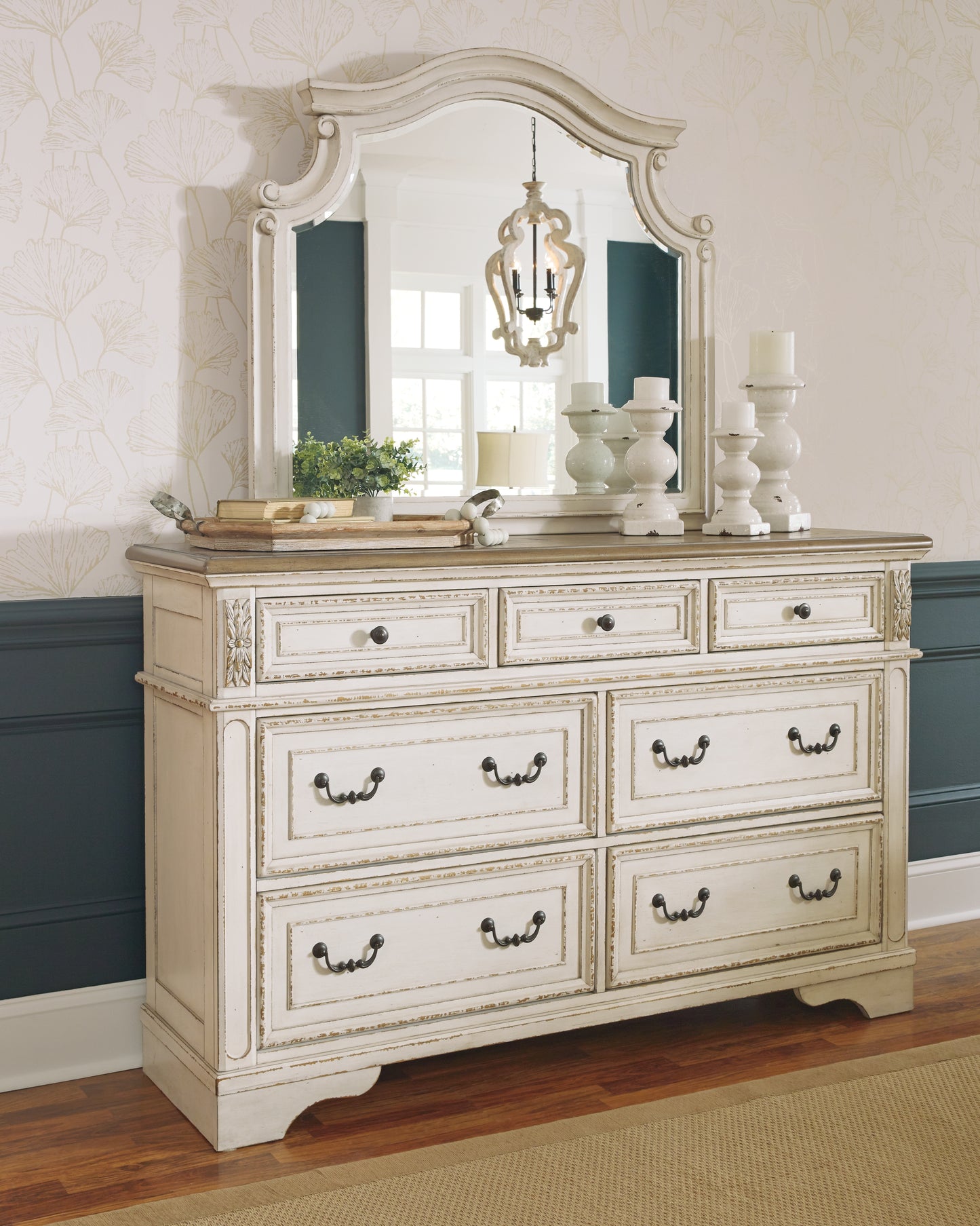 Haines Furniture Outlet - Ashley Furniture - Realyn Bedroom - Dresser and Mirror / Two-tone - B743B1