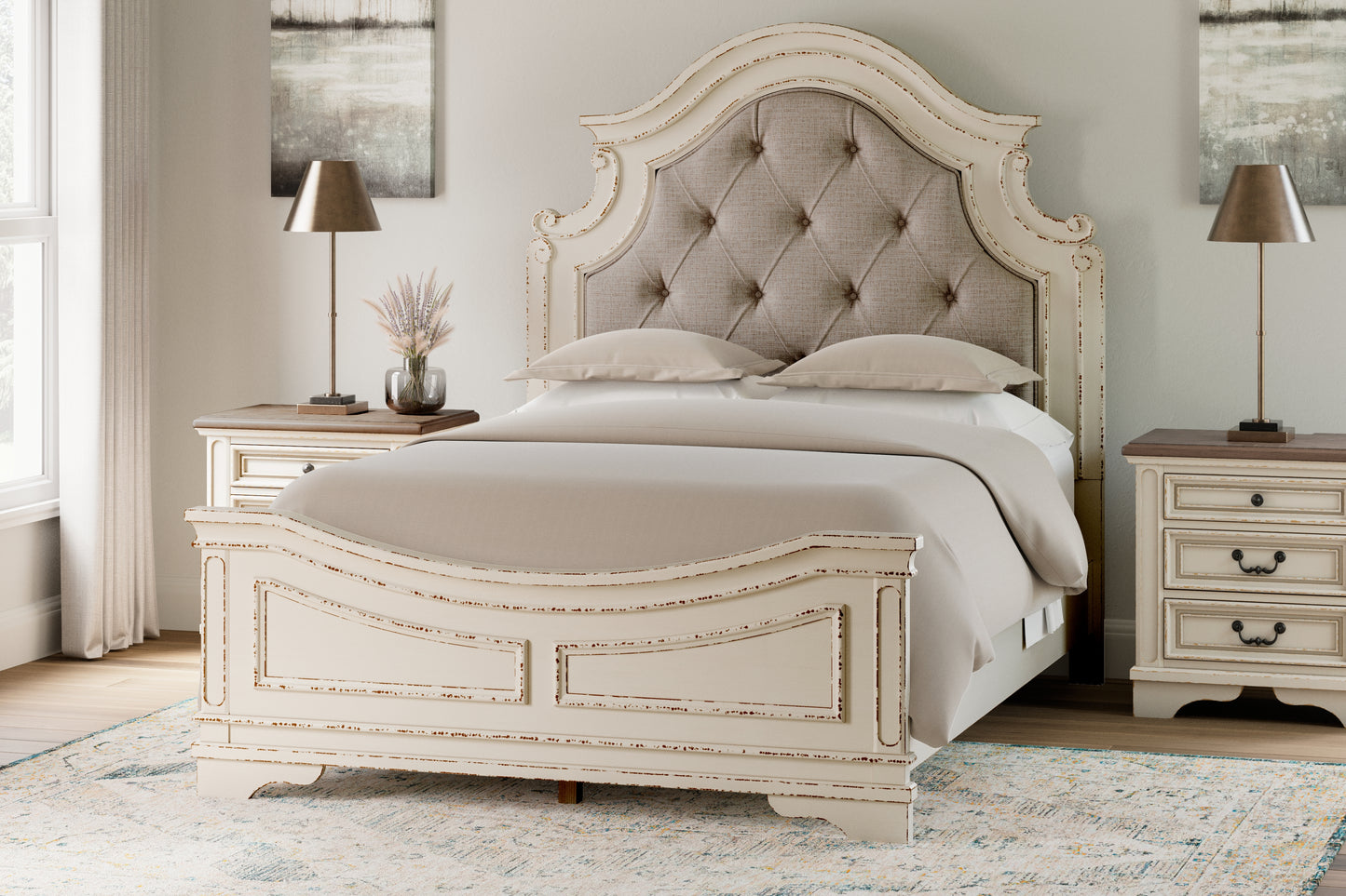 Haines Furniture Outlet - Ashley Furniture - Realyn Bedroom - California King Upholstered Storage Bed / Two-tone - B743B21