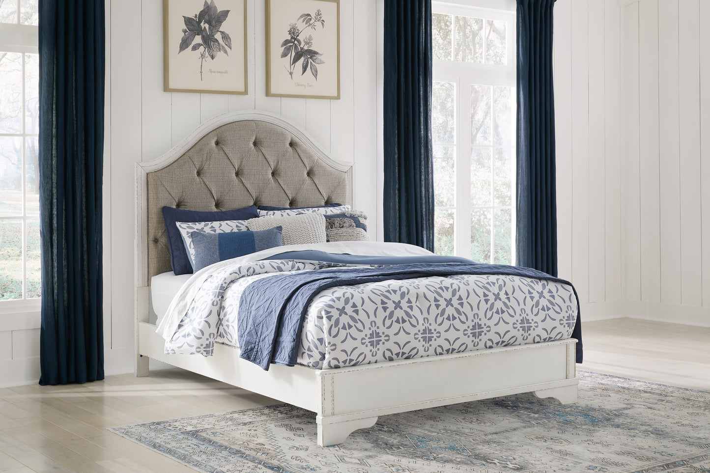 Haines Furniture Outlet - Ashley Furniture - Blendon Bedroom - Queen Upholstered Panel Bed / Rustic Brown - B747B2
