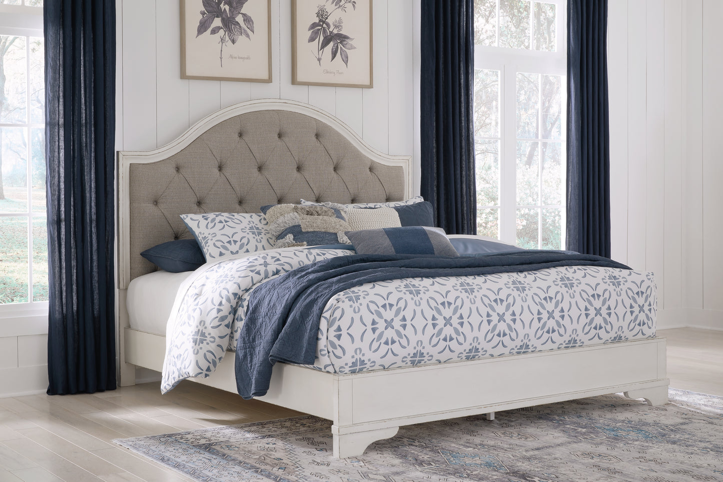 Haines Furniture Outlet - Ashley Furniture - Blendon Bedroom - King Upholstered Panel Bed / Rustic Brown - B747B3