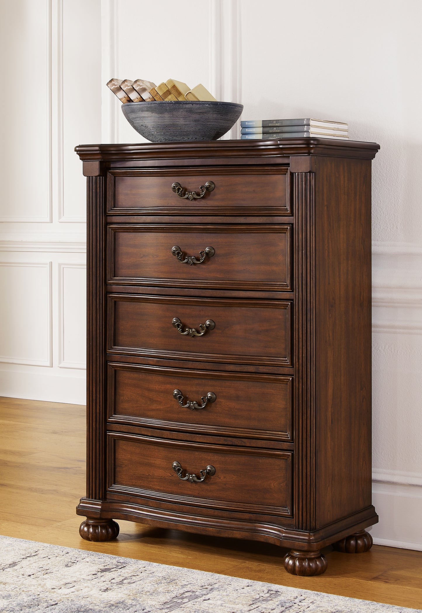 Haines Furniture Outlet - Ashley Furniture - Lavinton Bedroom - Five Drawer Chest / Brown - B764-46