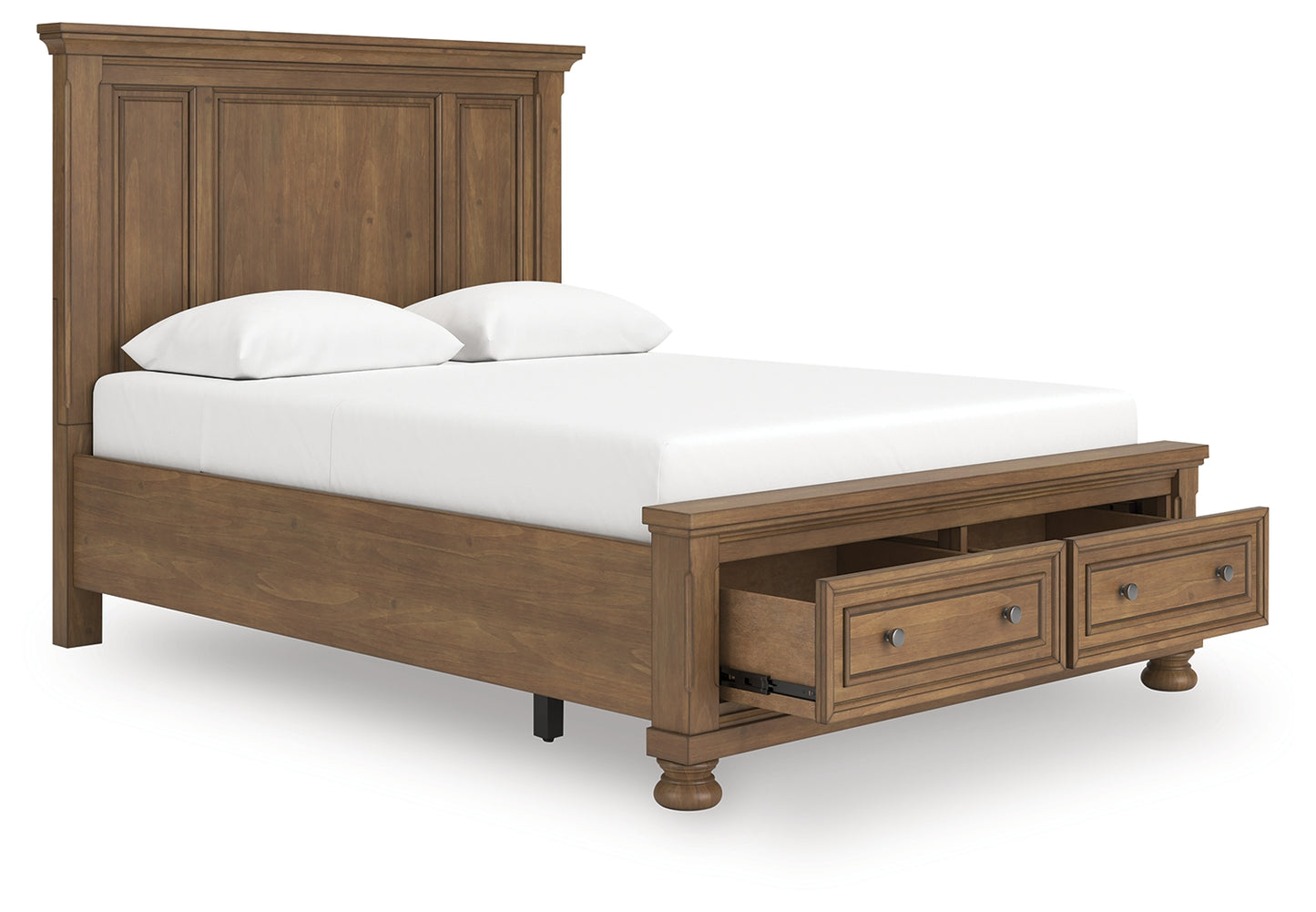 Haines Furniture Outlet - Ashley Furniture - Feddinger Bedroom - Queen Panel Storage Bed / Medium Brown - PCB779B11