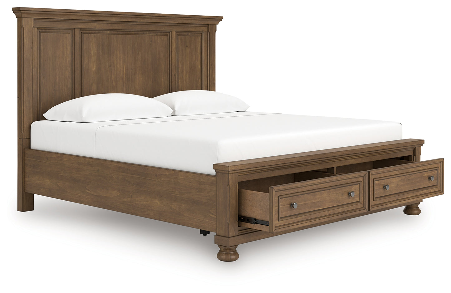 Haines Furniture Outlet - Ashley Furniture - Feddinger Bedroom - King Panel Storage Bed / Medium Brown - PCB779B12