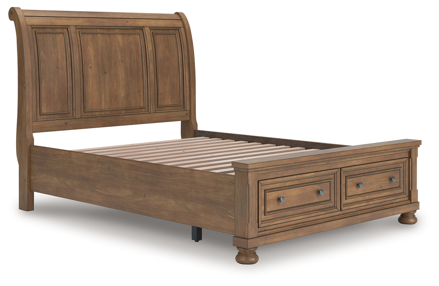 Haines Furniture Outlet - Ashley Furniture - Feddinger Bedroom - Queen Storage Sleigh Bed / Medium Brown - PCB779B4