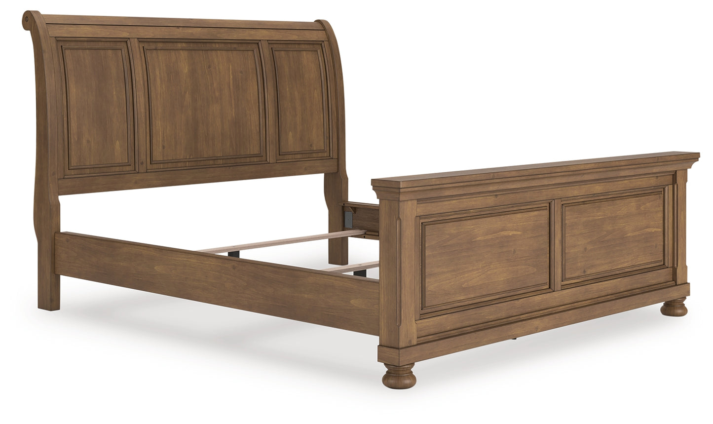 Haines Furniture Outlet - Ashley Furniture - Feddinger Bedroom - California King Sleigh Bed / Medium Brown - PCB779B16