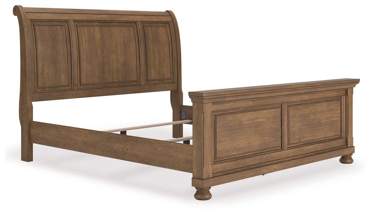 Haines Furniture Outlet - Ashley Furniture - Feddinger Bedroom - King Sleigh Bed / Medium Brown - PCB779B15