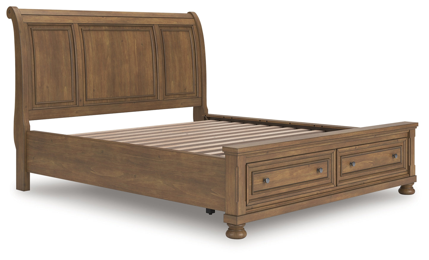 Haines Furniture Outlet - Ashley Furniture - Feddinger Bedroom - California King Storage Sleigh Bed / Medium Brown - PCB779B9
