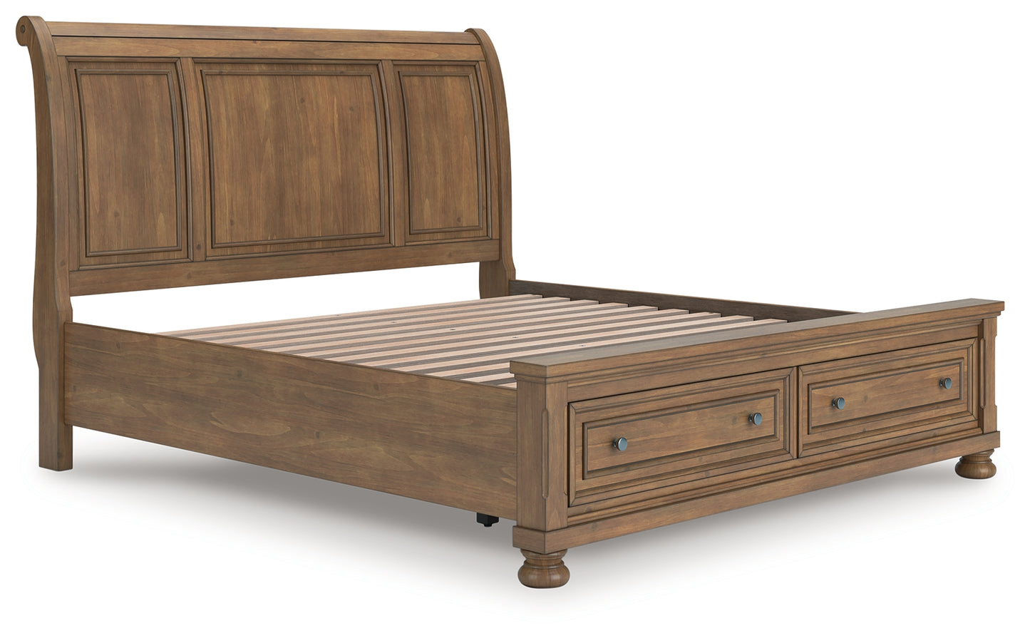 Haines Furniture Outlet - Ashley Furniture - Feddinger Bedroom - King Storage Sleigh Bed / Medium Brown - PCB779B8