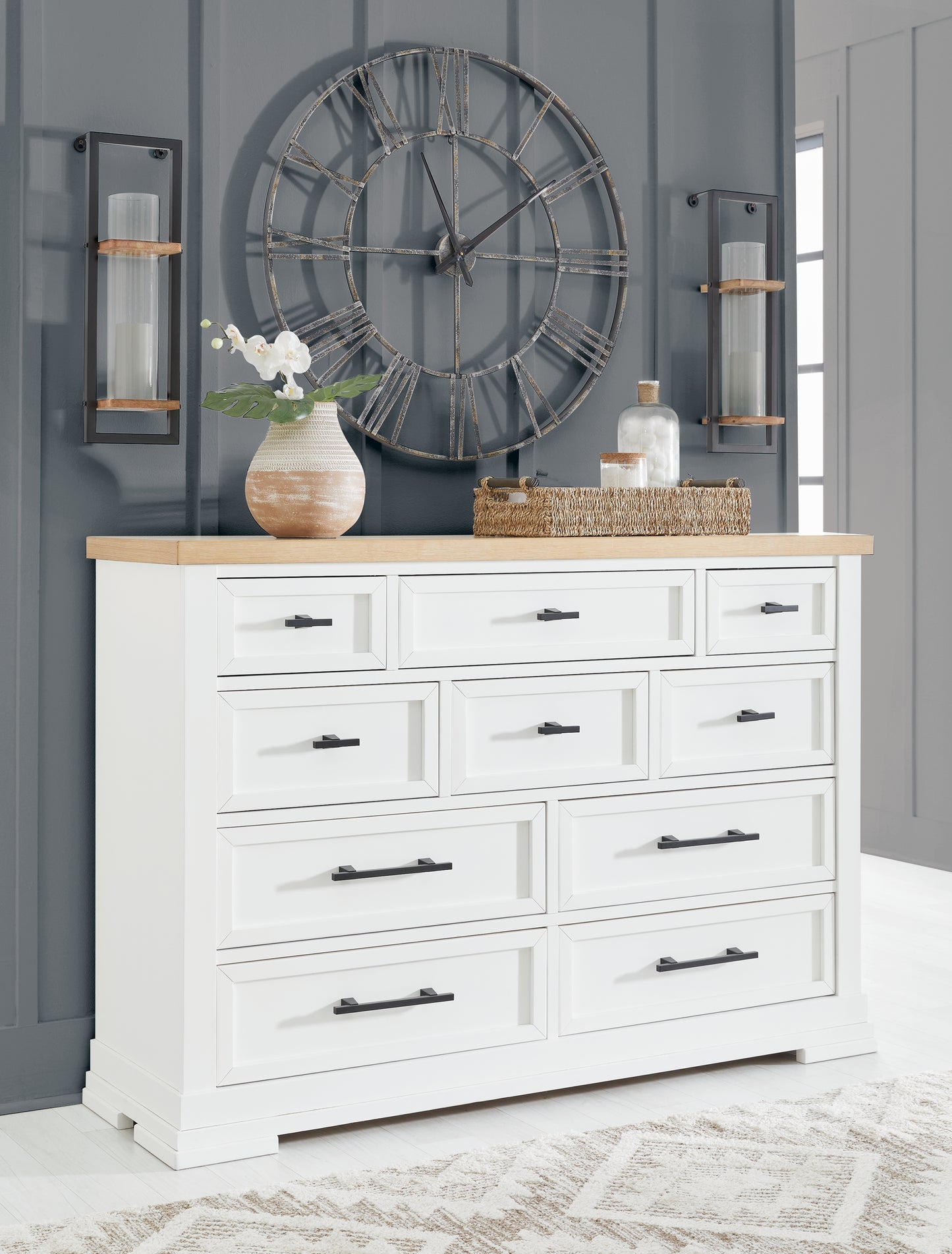 Haines Furniture Outlet - Ashley Furniture - Ashbryn Bedroom - Dresser / White/Natural - B844-31