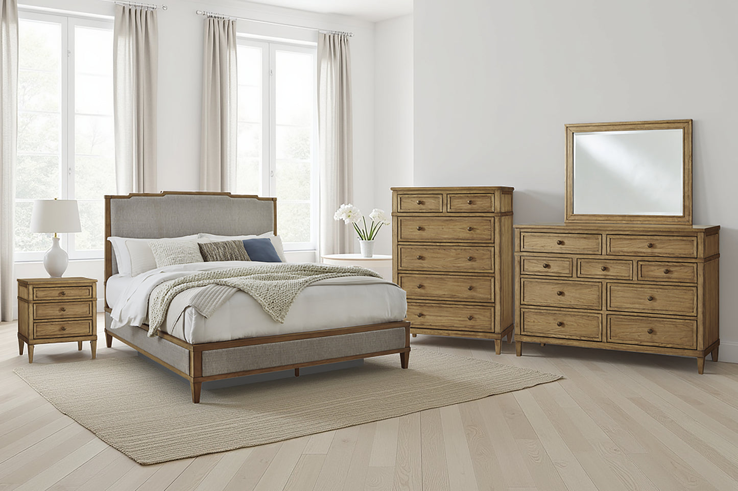 Haines Furniture Outlet - Ashley Furniture - Sharlance Bedroom - Queen Upholstered Panel Bed / Green/Brown - B895B2